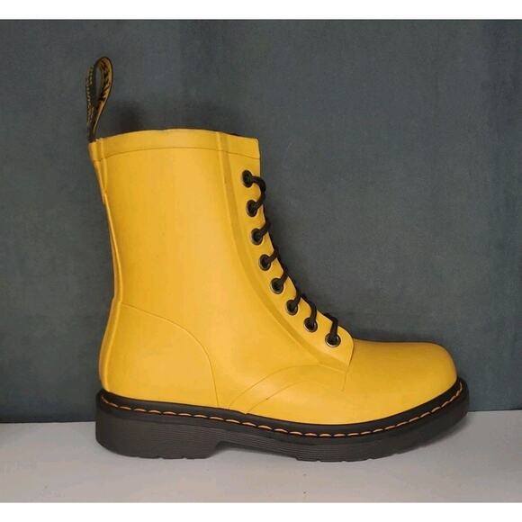 Dr Martens Drench Wellies 8-Eye Yellow Rain Boots Vulcanised Rubber US Womens 7 - Picture 5 of 15